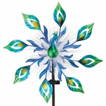 19" Solar Fiber Peacock Wind Spinner 19" Solar Fiber Peacock Wind Spinner