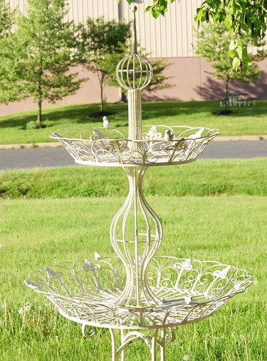 2-Tier Round Plant Stand - Antique White - Click to enlarge