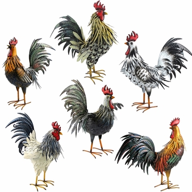 Large Assorted Iron Roosters (Set of 6) - Click to enlarge