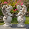 21" Cherub Statues on Globes (Set of 2)