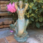 21" Merman Statue - Bronze Patina