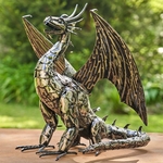 21" Metal Dragon Statue