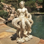 21" Octopus Man Statue - Antique White