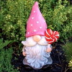 21" Valentine Garden Gnome - Lollipop Heart w/Pink Hat