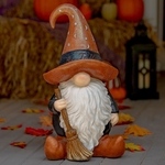 24" Fall Halloween Garden Gnome w/Broom 24" Fall Halloween Garden Gnome w/Broom