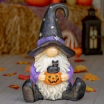 24" Halloween Garden Gnome w/Black Kitten 24" Halloween Garden Gnome w/Black Kitten