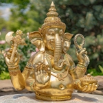 25.5" Metallic Gold Ganesh Statue