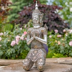 25.75" Silver Buddha Statue Kneeling in Prayer