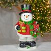 25" Light-Up Snowman Decoration w/Presents & Wreath