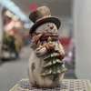 25" Vintage-Style Chubby Snowman w/Christmas Tree