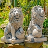 26.5" Magnesium Sentry Lion Statues (Set of 2) - Antique Grey