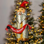 26" Galvanized Santa Claus w/Merry Christmas Sash