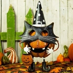 26" Halloween Pumpkin Masquerade Cat Figurine 26" Halloween Pumpkin Masquerade Cat Figurine