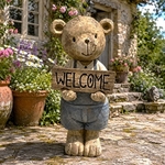 26" Vintage Teddy Bear Boy w/Welcome Sign