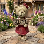 26" Vintage Teddy Bear Girl w/Welcome Sign
