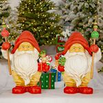 27.5" Tall Santa Gnome Statues w/Gifts (Set of 2)