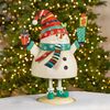 27" Iron Snowman Holding Presents Figurine