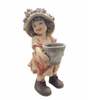 27" Vintage-Style Country Girl w/Flower Pot