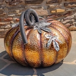 28.25" Small Golden-Brushed Iron Pumpkin Decor 28.25" Small Golden-Brushed Iron Pumpkin Decor