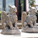 28" Griffin Statues (Set of 2) - Antique Bronze
