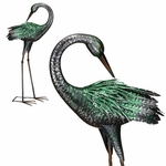 28" Iridescent Preening Crane Decor (Set of 2)