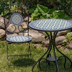 3-Piece Round Mosaic Bistro Set - Light Blue/Yellow 3-Piece Round Mosaic Bistro Set - Light Blue/Yellow