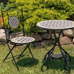 3-Piece Round Mosaic Bistro Set - Navy/Yellow 3-Piece Round Mosaic Bistro Set - Navy/Yellow