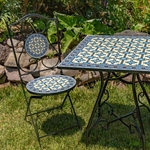 3-Piece Square Mosaic Bistro Set - Light Blue/Yellow 3-Piece Square Mosaic Bistro Set - Light Blue/Yellow