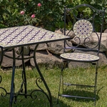 3-Piece Square Mosaic Bistro Set - Navy/Yellow 3-Piece Square Mosaic Bistro Set - Navy/Yellow