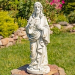 30" Jesus Statue w/Sacred Heart - Antique Grey