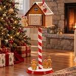 31" Gingerbread Christmas Mailbox w/Candy Cane Post 31" Gingerbread Christmas Mailbox w/Candy Cane Post