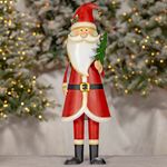 31" Metal Santa Figurine Holding Tree