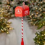 31" Tall Red "North Pole" Metal Mailbox w/Candy Cane Stand 31" Tall Red "North Pole" Metal Mailbox w/Candy Cane Stand