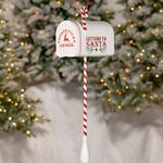 31" Tall White "North Pole" Metal Mailbox w/Candy Cane Stand 31" Tall White "North Pole" Metal Mailbox w/Candy Cane Stand