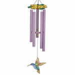 32" Floral Hummingbird Chime - Purple Coronet