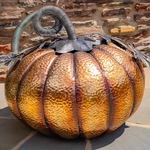 32" Medium Golden-Brushed Iron Pumpkin Decor 32" Medium Golden-Brushed Iron Pumpkin Decor