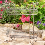 32" Oval Iron Basket 2-Tier Plant Stand