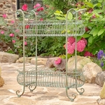 32" Oval Iron Basket 2-Tier Plant Stand - Verdi Green