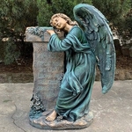 34" Mourning Angel w/Pedestal - Antique Bronze