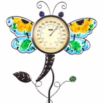 36" Glass Dragonfly Thermometer Garden Stake