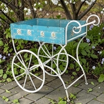 36" Iron Flower Cart "Charleston 1940" - Light Blue
