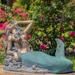 36" Long Mermaid Reclining on Rock Garden Statue