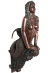 36" Mermaid Figurehead Wall Decor - Greenish Bronze