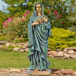 36" Mother Mary Statue w/Sacred Heart - Antique Bronze