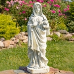 36" Mother Mary Statue w/Sacred Heart - Antique Grey