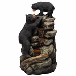 36" Playful Black Bears Fountain