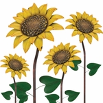 46" Rustic Flower Stake - Sunflowers (Set of 4)