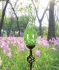 36" Solar Glass Finial Flame Stake - Green