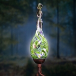 36" Solar Glass Finial Flame Stake - Green