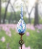 36" Solar Glass Finial Flame Stake - Lt Blue